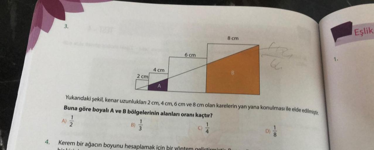 3. Eşlik 8 cm 6 cm 1. 66 4 cm B 2 cm Yuka… Ortaokul Matematik