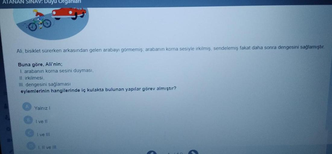ATANAN SINAV Duyu Organlar Ali Bisikl Ortaokul Fen Bilgisi
