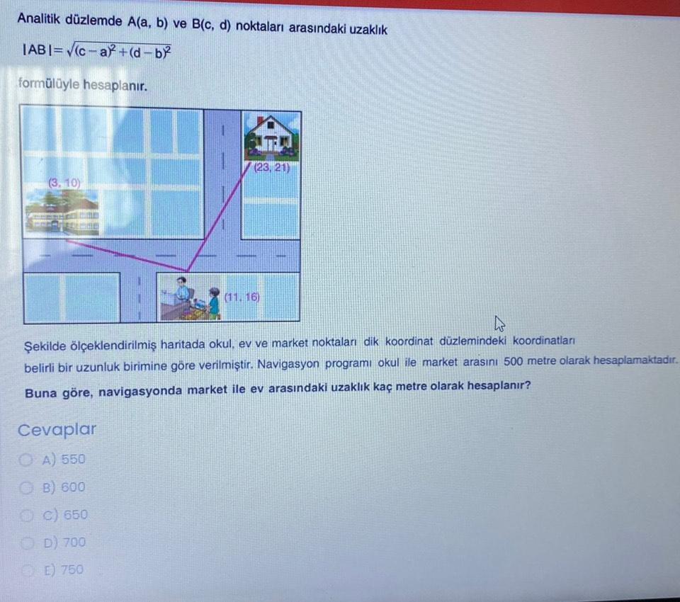 Analitik düzlemde A(a, b) ve Bc,d) noktaları arasın&hellip; Geometri
