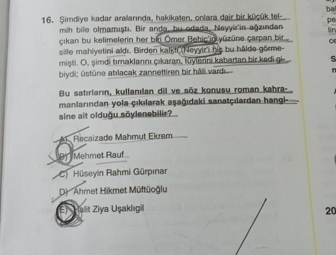 ba pe lin CE 16. Şimdiye kadar aralarında, hakik… Lise Türkçe