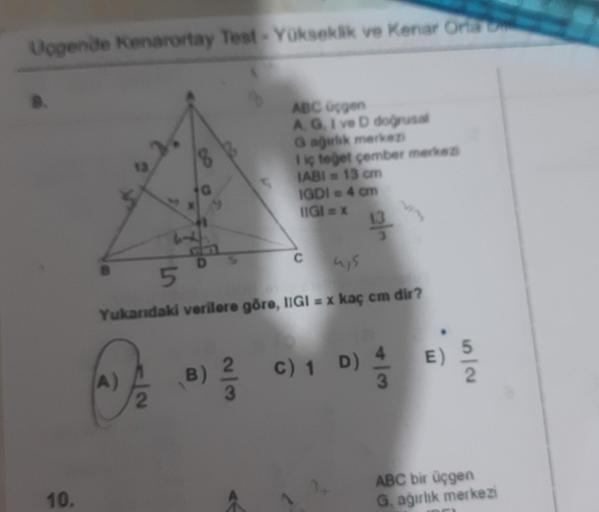 Uggende Kenarortay Test Y kseklik Ve Kenar Or Lise Matematik