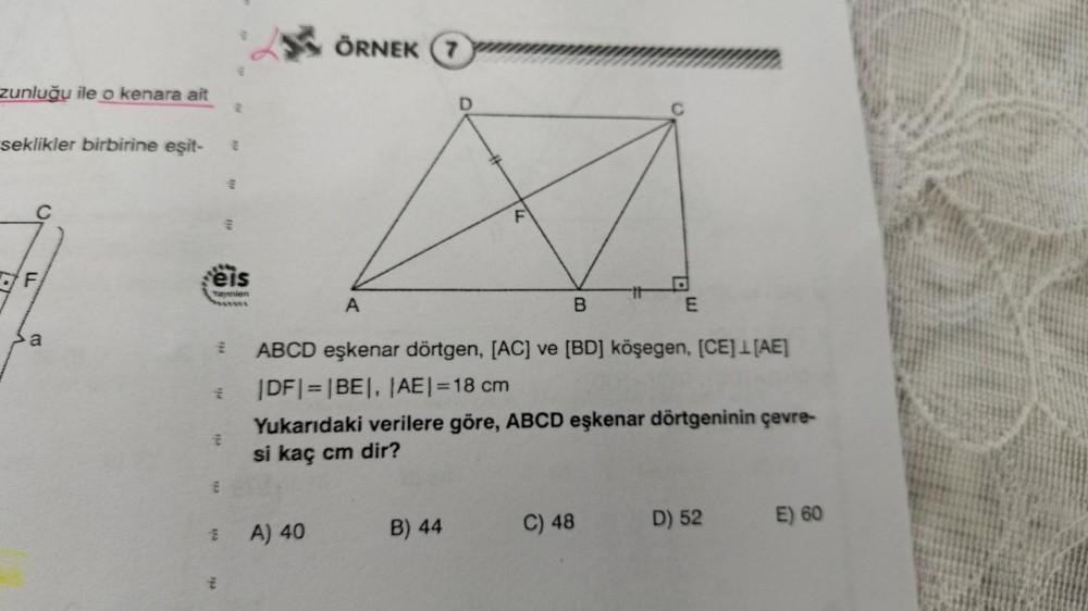 zunluğu ile o kenara ait seklikler birbirine eşit- - Geometri
