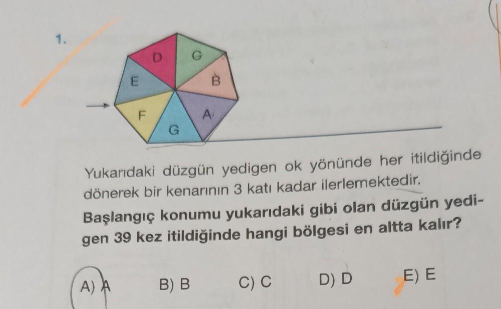1. D G F A G Yukarıdaki düzgün yedigen ok yön... - Lise Matematik