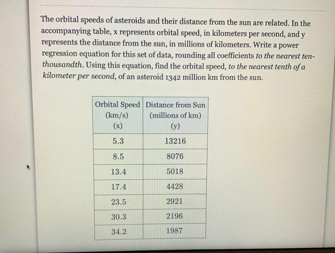 The orbital speeds of asteroids and their dist... Math Others