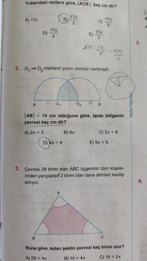 Yukarıdaki verilere göre, ACB kaç cm dir? 1&hellip; Lise Matematik