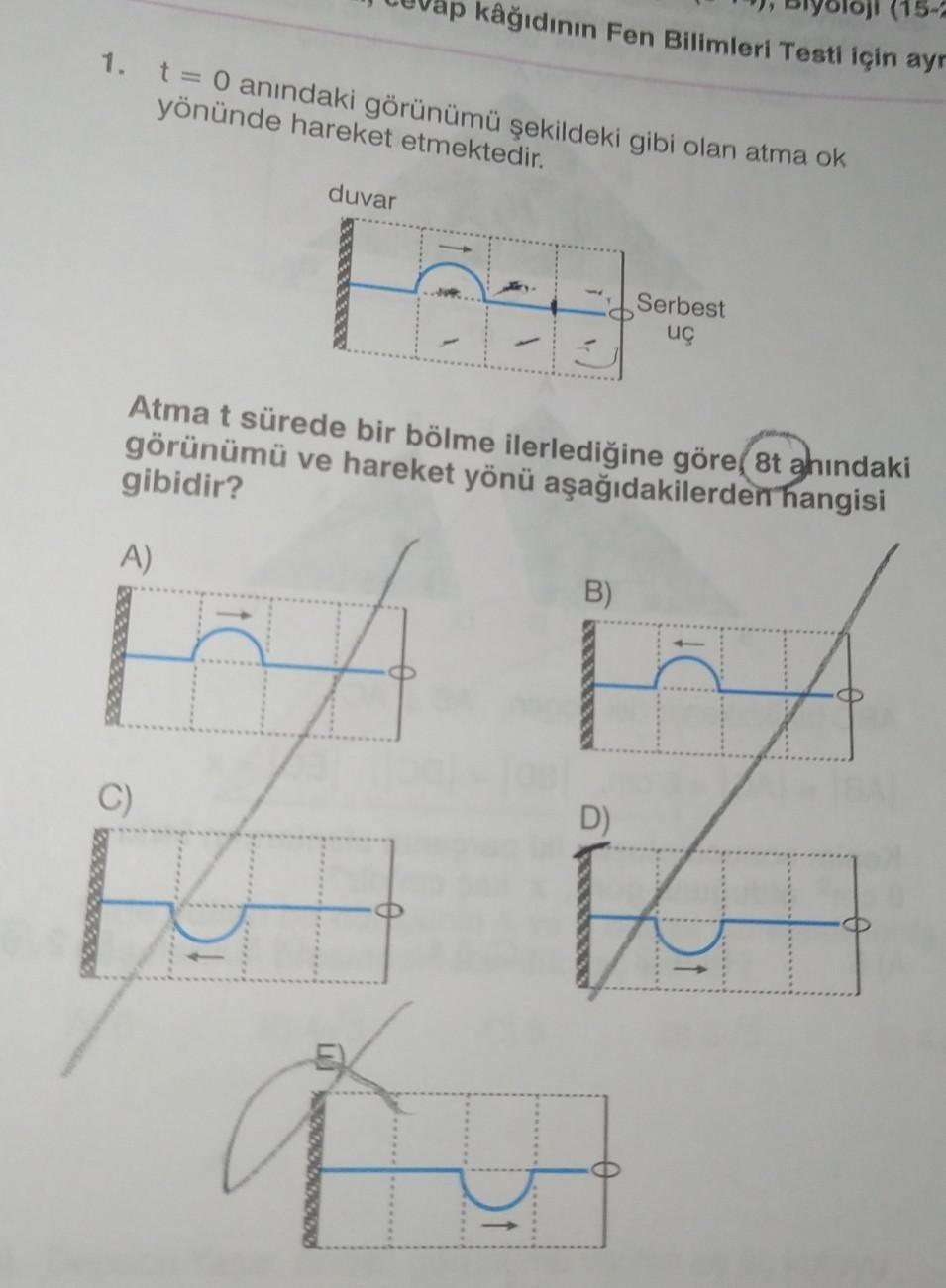 (15-2 kâğıdının Fen Bilimleri Testi için ayr 1. t = 0 - Fizik