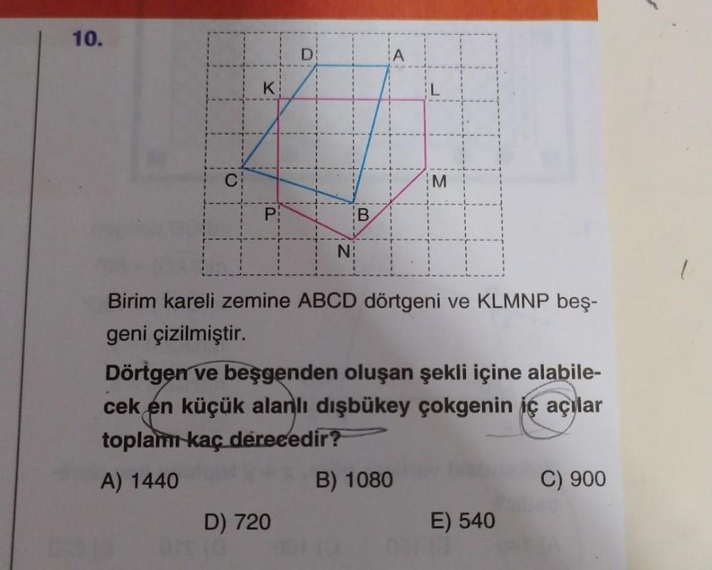 10 C K D A B M P N Birim Kareli Zemine ABCD D rt Geometri