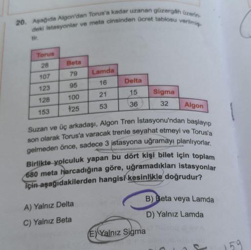 20. Aşağıda Algon'dan Torus'a kadar uzanan gü... Lise Matematik 20. Aşağıda Algon'dan Torus'a kadar uzanan gü... Lise Matematik