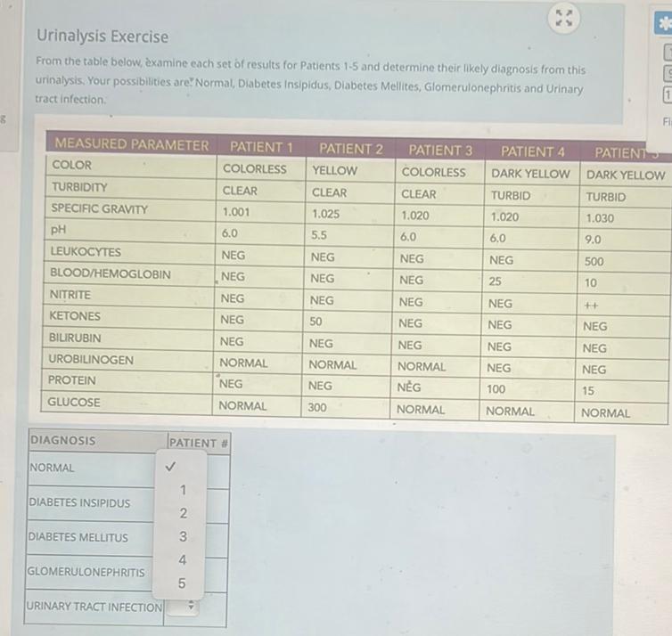 From the table below, èxamine each se... Anatomy and Physiology