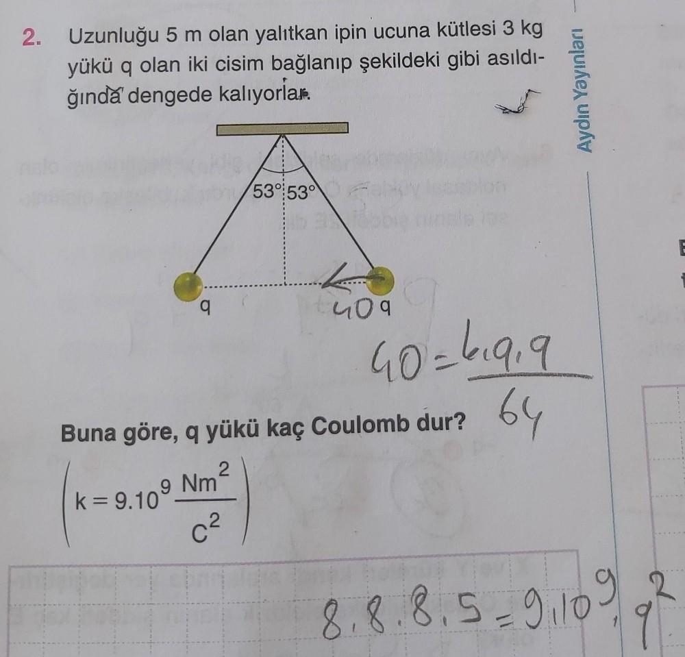 2 Uzunlu u 5 M Olan Yal tkan Ipin Ucuna K tlesi 3 Kg Fizik