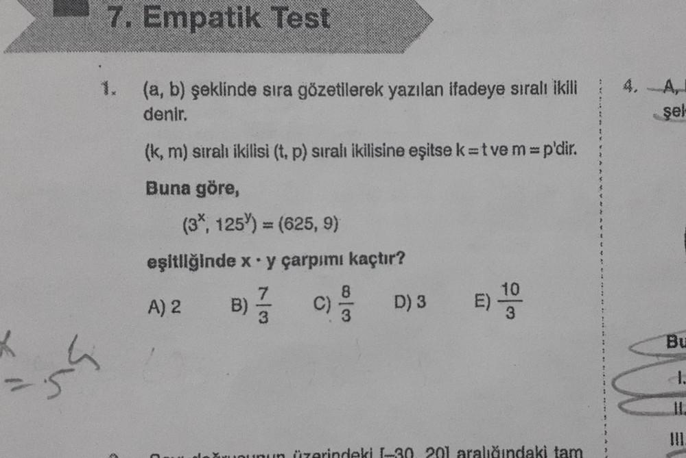 7 Empatik Test a B eklinde S ra G zetile Lise Matematik