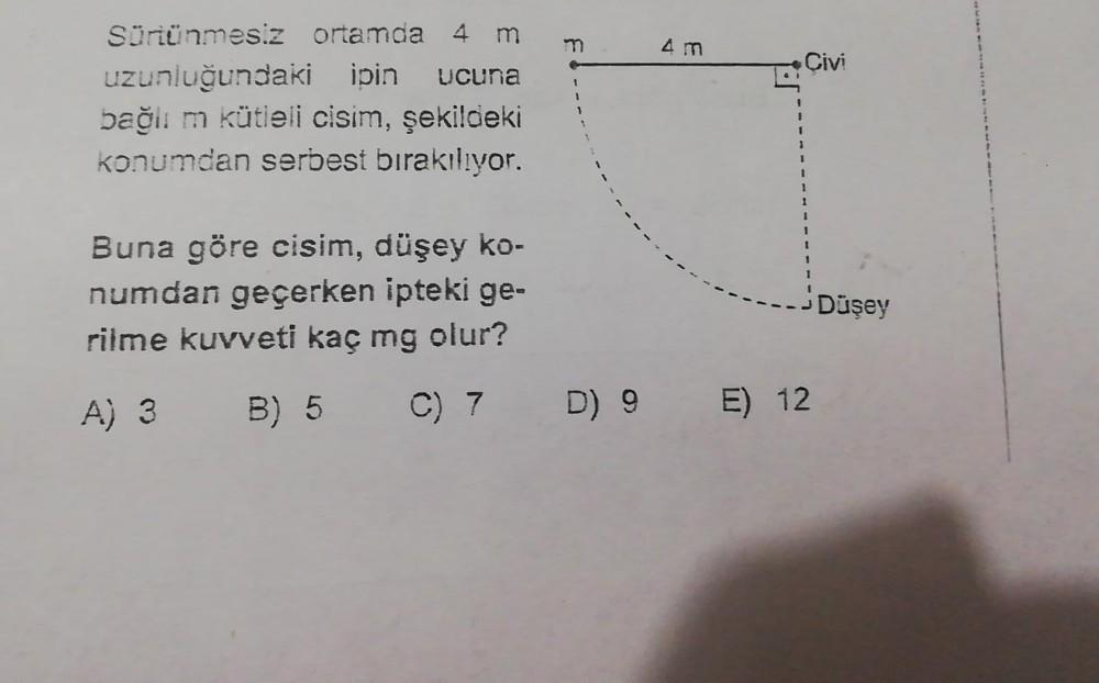 S rt nmesiz Ortamda 4 M Uzunlu undaki Ipin Ucuna Ba l Fizik