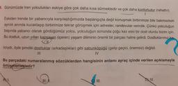 3. Günümüzde tren yolculukları eskiye göre çok daha kısa sürmektedir ve çok daha konforludur (rahattır).
1
Eskiden trende bir yabancıyla karşılaştığımızda başlangıçta değil konuşmak birbirimize bile bakmazken
ayrılık anında kucaklaşıp birbirimize tekrar görüşmek için adresler, randevular verirdik. Çünkü yolculuğun
başında yabancı olarak gördüğümüz yolcu, yolculuğun sonunda çoğu kez eski bir dost olurdu bizim için.
Bu dostluk, uzun yılları kapsayan (içeren) yaşam diliminin önemli bir parçası haline gelirdi. Dostluklarımız ka-
lıcıydı, öyle şimdiki dostluklar (arkadaşlıklar) gibi sabunköpüğü (gelip geçici, önemsiz) değildi.
|||
IV
Bu parçadaki numaralanmış sözcüklerden hangisinin anlamı ayraç içinde verilen açıklamayla
örtüşmemektedir?
AXI.
B)
III.
DX IV.