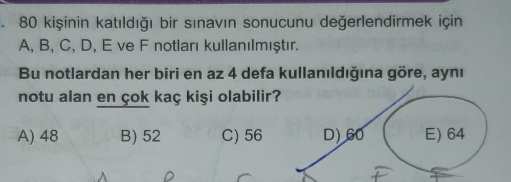 80 kişinin katıldığı bir sınavın sonucunu değ... - Lise Matematik