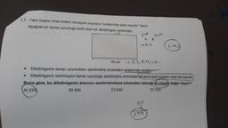 13. 1'den başka ortak böleni olmayan sayılara "aralarında asal sayılar" denir.
Aşağıda bir kenar uzunluğu belli olan bir dikdörtgen verilmiştir.
Qual
✓
49.b
45
K
270
ajal
45 cm
2, 5, 9, 15, 45-
• Dikdörtgenin kenar uzunlukları santimetre cinsinden aralarında asaldır.
• Dikdörtgenin verilmeyen kenar uzunluğu santimetre cinsinden iki tane asal çarpanı olan bir sayıdır.
Buna göre, bu dikdörtgenin alanının santimetrekare cinsinden alacağı en küçük değer kaçtır?
A) 270
D) 720
B) 450
C) 630
2 ves