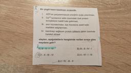 Bir çizgili kasin kasılması sırasında,
1. ATP'nin parçalanmasıyla enerjinin açığa çıkarılması,
II. Cat2 iyonlarının aktin üzerindeki özel protein
kompleksini inaktif hale getirmesi,
III. sinir hücrelerinden, kas hücresine asetil kolin
maddesi salgılanması,
IV. kasılmayı sağlayan protein ipliklerin birbiri üzerinde
hareket etmesi
olayları, aşağıdakilerin hangisinde verilen sıraya göre
meydana gelir?
A) III-II-I-IV
C) I-II-III-IV
E) I-IV-III - II
B) III-II-IV-I
D) II-IV-I - III