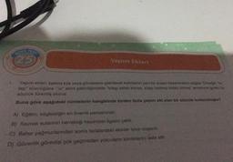 VONA
NOTES
25
Yapım Ekleri
Yapım ekleri, kelime kök veya gövdesine getirilerek kelimenin yeni bir anlam kazanmasını sağlar, Örneğin "ki-
tap" sözcüğüne "-cr" ekini getirdiğimizde "kitap satan kimse, kitap bastırıp satan kimse" anlamına gelen bir
sözcük türemiş oluruz.
Buna göre aşağıdaki cümlelerin hangisinde birden fazla yapım eki alan bir sözcük kullanımıştır?
A) Eğitim, bilgisizliğin en önemli panzehiridir.
B) Kaynak sularının berraklığı hepimizin ilgisini çekti.
C) Bahar yağmurlarından sonra tarlalardaki ekinler iyice coşardı.
D) Güvenlik görevlisi çok geçmeden yolcuların kimliklerini iade etti.