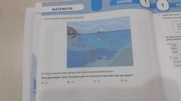 7. SINIF
MATEMATIK
3. Deniz seviyesinin yüksekliği sıfır kabul edilir.
6 m
7 m
8m
12 m
DENEME
10 m
Bir dalgıç yukarıda verilen şekildeki gibi denizin içerisinde hareket ediyor.
Buna göre dalgıcın deniz seviyesine göre son konumunu ifade eden tam sayı kaçtır?
A)-3
B)-4
C)-5
D)-6
1
DE
5. "Negatif tam sayıların
Yukarıdaki bilgiyi öğr
Sinif
renc
ci is
Bu işlem yukarm
yanlış tamamla
A) Tolga
Melis
Ayfer
C) Zeki
Özlem.
Yusuf