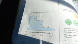 9. Aşağıda bir zeminin bazı kenar uzunlukları metre cinsin-
den verilmiştir.
3√2
8. Sinif
D
2√2
A
3√2
D
3√2
F
4√2
Buna göre zeminin alanı kaç metrekaredir?
A) 120
B) 80
C) 68
A
D) 64
√2
2
15)
10
-4√5
KINETY
ore mavi kk
idir?
12. Aşağıdaki numaralandinim
pun üzerinde birer kare
(3)
la ak
Jos
po
ho
-4√2
11
Kırmızı top yeşil topla
ların üzerindeki ifad
sayı olduğu görülüy
Buna göre kırmızı
pışmıştır?
A) I
B)