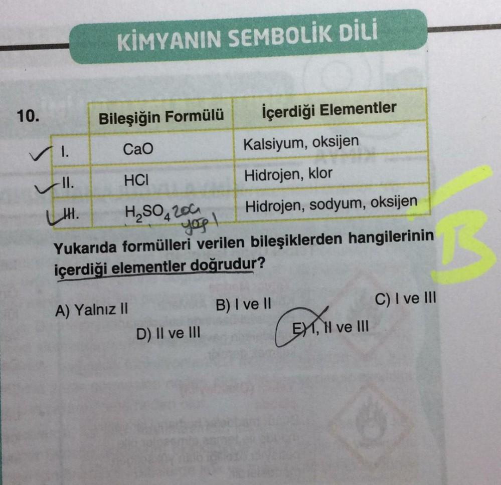 10. 1. -II. UHI. KIMYANIN SEMBOLIK DILI Bilesigin Fo... - Kimya