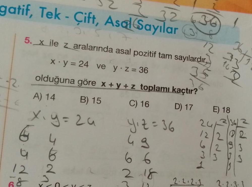 32 gatif, Tek - Çift, Asal Sayılar ST 5. x ile z aralarında asal