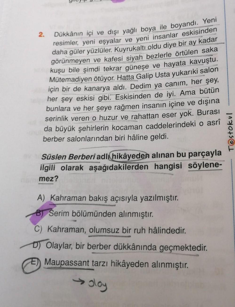 Dükkânın içi ve dışı yağlı boya ile boyandı. Yeni
resimler, yeni eşyalar ve yeni insanlar eskisinden
daha güler yüzlüler. Kuyrukaltı oldu diye bir ay kadar
görünmeyen ve kafesi siyah bezlerle örtülen saka
kuşu bile şimdi tekrar güneşe ve hayata kavuştu.
Mü