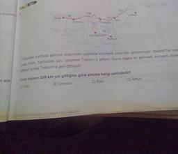 i konuma 2.
nara-
Ordu
Giresun
101
Trabzon
Nesil Matematik Soru Kitabi Palme Yayinevi
78
Gümüşhane
Rize
Bayburt
Artvin
Yukandaki haritada şehirler arasındaki uzaklıklar kilometre cinsinden gösterilmiştir. Bayburt'tan yola
cikan Emre, haritadaki yolu izleyerek Trabzon'a geliyor. Sonra başka bir şehirdeki amcasını ziyare
ettikten sonra Trabzon'a geri dönüyor.
Emre toplam 539 km yol gittiğine göre amcası hangi şehirdedir?
A) Ordu
B) Giresun
C) Rize
D) Artvin