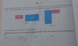 16. Şekil -l'de kenar uzunlukları tam sayı ve alanları 72 santimetrekare ve 126 santimetrekare olan iki adet dikdörtgen verilmiştir
Şekil - Il'de ise verilen dikdörtgenler aralarında boşluk kalmayacak ve üst üste gelmeyecek şekilde yapıştırılmıştır.
r
Şekil - 11
dir?
72 cm²
A) 53
Mozaik Yayınları
Şekil - 1
Her bir dikdörtgenin kenar uzunlukları aralarında asaldır.
Dikdörtgenlerin birer kenarı eşit uzunlukta olduğuna göre Şekil - Il'de verilen yapının çevresi en az kaç santimetre-
B) 64
126 cm²
C) 82
D) 96
18