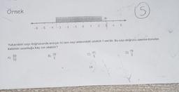 Örnek
A)
-6 -5
69
10
-4
B)
3
39
5
-2 -1 0 1 2
Yukarıdaki sayı doğrusunda ardışık iki tam sayı arasındaki uzaklık 1 cm'dir. Bu sayı doğrusu üzerine konulan
kalemin uzunluğu kaç cm olabilir?
C)
41
5
3
1.4
4
5
D)
5
19
2