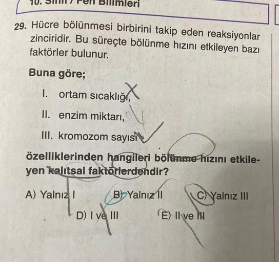 29. Hücre bölünmesi birbirini takip eden reaksiyonl… Biyoloji 29. Hücre bölünmesi birbirini takip eden reaksiyonl… Biyoloji