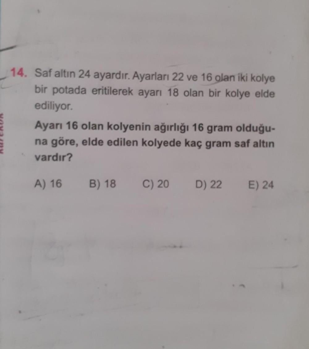 Karışım Problemleri Soruları ve Cevapları, Soru Çözümü, Soru Bankası -  Kunduz