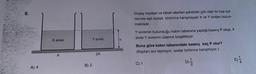 8.
A) 4
X SIVISI
A
Y SIVISI
B) 2
2A
Düşey kesitleri ve taban alanları şekildeki gibi olan iki kap içe-
risinde eşit kütleli, birbirine karışmayan X ve Y sıvıları bulun-
maktadır.
Y SIVISının bulunduğu kabın tabanına yaptığı basınç P olup, X
SIVISI Y SIVISının üzerine boşaltılıyor.
Buna göre kabın tabanındaki basınç kaç P olur?
(Kaptan sıvı taşmıyor, sıvılar birbirine karışmıyor.)
C) 1
NI-
D)=1/22
6)-1