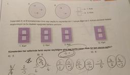 1.
A
2
.-3
a
2
-3
.0
B
Yukarıdaki A ve B kümelerinden birer sayı seçilip bu sayılardan biri 1. kutuya diğeri ise 2. kutuya yazılarak ifadeler
oluşturuluyor ve bu ifadeler aşağıdaki kartlara yazılıyor.
8 8 8
1. Kart
2. Kart
3. Kart
6
-6
4
6
Kümelerden her seferinde farklı sayılar seçildiğine göre kaç kartta yazan ifade bir tam sayıya eşittir?
A) 5
B) 6
C) 7
D) 8
1. Kutu
-2. Kutu
12. Kart
6000+06
2
-3