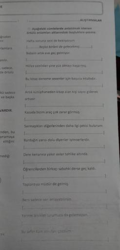 E
ğrudan
rir.
lamlara
anılır.
sadece,
de örtülü
kü sadece
ve başka
VARDIR.
inden, bu
ynamaya
ettiğini
mediği
ak
:
Aşağıdaki cümlelerde anlatılmak istenen
örtülü anlamları altlarındaki boşluklara yazınız.
Hafta sonuna seni de bekliyorum.
[...............Baş