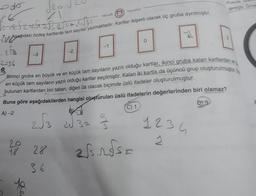 √₂0
21
√2₁2f2=+frefsesse. (1√35
M Yayınları
Aşağıdaki özdeş kartlarda tam sayılar yazmaktadır. Kartlar ikişerli olarak üç gruba ayrılmıştır.
...263
2=36
-3
20
98 28
36
ge
Mozaik
-1
00
-2
8
2√3=
Birinci gruba en büyük ve en küçük tam sayıların yazılı olduğu kartlar, ikinci gruba kalan kartlardan ent
en küçük tam sayıların yazılı olduğu kartlar seçilmiştir. Kalan iki kartla da üçüncü grup oluşturulmuştur.
bulunan kartlardan biri taban, diğeri üs olacak biçimde üslü ifadeler oluşturulmuştur.
Buna göre aşağıdakilerden hangisi oluşturulan üslü ifadelerin değerlerinden biri olamaz?
D19
A)-2
C) 1
2√3
opm
0
2fs.nfs=
Pusula,
gereçtir Ome
1234
1
2
F