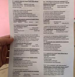 S-1-Aşağıdaki ediplerden hangisi Garip Akımı (Birinci
Yeni) temsilcisidir?
A)Orhan Şaik Gökyay B)Melih Cevdet Anday-81-2
C)Kenan Hulusi Koray D)Cevdet Kudret Solok Balaban
E)Yusuf Ziya Ortaç
(
4
ngmiM nadie(C
T
I. Şiirde ölçü ve kafiyeye karşı çıkmışlardır.AlbA|||
II. Milli hislere önem vermişlerdir.
III. Hece veznini (ölçüsünü) kullanmışlardır.01-2
IV. Sıradan insanları şiire konu olarak sokmuşlardır.elqtid
V. Milliyetçi yapıları nedeniyle Türk diline büyük önem Y
vermişlerdir.
Sibaid simidibo poursur
S-2-Yukarıdaki numaralı cümlelerden hangileri Birinci
Yeni'nin özelliklerindendir?
nissimorum
A) I-II B)II-III C)III-V D) III-IV in E)I-IV
YA THA
S-3-Aşağıdaki şairlerden hangisi BES HECECİLER (
edebi topluluğundan değildir?
A)Yusuf Ziya Ortaç
list aboB)Faruk Nafiz
Çamlıbel
C)Yaşar Nabi Nayır
D)Enis Behiç Koryüreklend ab duo E)Halit Fahri
Ozansoy
minovimlid soving globa
Megulilov cath0 igifine laqual as abatung har
"9 Ocak 1917 tarihinde Tokat ilinin Zile ilçesinde doğan
şair, ilkokulu ve ortaokulu Tokat'ta okumuş, lise tahsilini ise
Sivas Lisesi'nde tamamlamıştır. Daha sonra İstanbul(
Yüksek Öğretmen Okulu Türk Dili ve Edebiyatı bölümünü
bitirmiştir. Lirik şiirleriyle ünlenen şair, 20 Haziran 1947
tarihinde Ankara'da vefat etmiştir."
S-4-Paragrafta sözü edilen şair kimdir?
A)Orhan Veli Kanık
B)Rifat Ilgaz
Gündüz
D)Cahit Külebi
S-5-Aşağıdaki ediplerden hangisi Milli Edebiyat Zevk ve
Anlayışını Sürdüren Şiir akımının temsilcisi değildir?
A)Yahya Kemal Beyatlı
C)Orhan Şaik Gökyay
E)Arif Nihat Asya
C)Aka
E)Edip Cansever
B)Kemalettin Kamu
D)Ahmet Kutsi Tecer
S-6-Aşağıdaki cümlelerden hangisi NEDEN-SONUÇ
CÜMLESİ değildir?
33
A)Kitap okumadığı için telaffuzu zayıf.
B)Aşkımı anlatmak ümidiyle çeşitli hallere büründüm.
C) O kazağı parası olamadığından alamamış.
D)Servis arabası bozulunca derse geç kaldık.
E)Tarlada çalıştığı için yorulmuş.
"Ayakkabının burnu iyice açılmış.
S-7-Altı çizili kelime aşağıdaki anlamlardan hangisinde
kullanılmıştır?
A)Gerçek Anlam
D)Somutlama
B)Soyutlama C)Yan Anlam
E)Mecaz Anlam
S-8-"YEDİ MEŞALECİLER edebi topluluğunun şair
olmayan tek edibidir, hikayeleriyle tanınmıştır." Bu edip
aşağıdakilerden hangisidir?xamio maloned abogal treat
A)Sabri Esat Siyavuşgil B)Vasfi Mahir Kocatürk
C)Muammer Lütfi
D)Ziya Osman Saba (@
E)Kenan Hulusi Koray
98 (min'ing Y lonic8) maʼmol qə süln ignaH-21-2
I. Sözcüklerin duygusal değerini öne çıkarmışlardır.pilimet
II. Sembolizm akımının etkisinde kalmışlardır.
(A
III. Dizelerde musikiyi önemsemişlerdir. d-nams (8)
IV. Sanat sanat içindir, görüşünü benimsemişlerdir.
V. Insan duygularının sonsuzluğuna yönelmişlerdir.
S-9-Yukarıdaki özellikler hangi şiir anlayışının
özellikleridir?
M
A)Garip Akımıalom B)Toplumcu Şiirtoligno (1)
C)Birinci Yeni D)Saf Şiir bin E)Beş Hececiler
(VI). alsomagijoloveod (1) ibn abaigid
"Cumhuriyet döneminde hiçbir edebi topluluğa dahilind
olmayan veya dahil olup da hemen çıkan şairlerimiz vardır."
S-10- Aşağıdakilerden hangisi böyle bir şairdir?8-01-2
A)Cahit Sıtkı Tarancı B)Arif Nihat Asya 20
C) Orhan Veli Kanık ID) Mehmet Emin Yurdakul
E)Faruk Nafiz Çamlıbel
X
"Otellerden farkı yok apartmanların. Birbirine rastlamıyor
insan. Rastlasa da içeri girerken kapılardan, çıkarken (A
koridorda, merdivende bazen gülümsüyor birbirine insanlar,
hepsi bu."
S-11- Bu paragrafta yazar aşağıdakilerden hangisinden
yakınmaktadır?
A)Otel gibi apartmanlar yapılmasından.
B)Komşuluk ilişkilerinin zayıflamasından.
C) Evlerin birbirine yakın olmasından.
D) Insanların mutsuz olmasından.
E)Apartmanda çok insan bulunmasından.
B)Kurtuluş Savaşı Destanı
C)Yağmur Kaçağı
S-12- Aşağıdakilerden hangisi Nazım Hikmet Ran'ın
eserlerinden biri değildir?
A) 835 Satır
D)Taranta-Babu'ya Mektuplar
E) Memleketimden İnsan Manzaraları
S-13-" Ali ve arkadaşları o gün okula gitmediler."
cümlesinin ögeleri hangi şıkta doğru olarak verilmiştir?
A)Özne-Belirtili Nesne-Dolaylı Tümleç-Yüklem
B) Özne- Belirtili Nesne-Zarf Tümleci-Yüklem
C) Özne-Zarf Tümleci-Belirtili Nesne-Yüklem
D)Özne-Zarf Tümleci-Dolaylı Tümleç-Yüklem
E)Özne-Dolaylı Tümleç-Zarf Tümleci-Yüklem