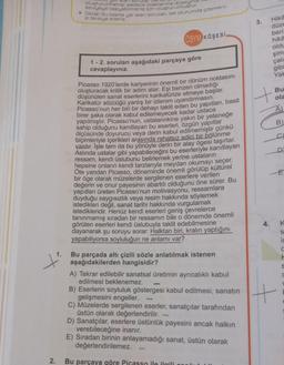 2.
1.
oluşturulmamış: sadece odaklanma düzeyin
seviyeye taşıyabilmeniz için oluşturulmuştur.
Dikkat! Bu testte yer alan soruları, tek oturumda çözmeni-
zi tavsiye ederiz.
ÖSYM KÖŞESİ
1-2. soruları aşağıdaki parçaya göre
cevaplayınız.
Picasso 1920'lerde kariyerinin önemli bir dönüm noktasını
oluşturacak kritik bir adım atar: Eşi benzeri olmadığı
düşünülen sanat eserlerini karikatürize etmeye başlar.
Karikatür sözcüğü yanlış bir izlenim uyandırmasın.
Picasso'nun her biri bir dehayı taklit eden bu yapıtları, basit
birer şaka olarak kabul edilemeyecek kadar ustaca
yapılmıştır. Picasso'nun, ustalarınkine yakın bir yeteneğe
sahip olduğunu kanıtlayan bu eserleri, özgün yapıtlar
ölçüsünde doyurucu veya derin kabul edilmemiştir çünkü
biçimleriyle içerikleri arasında rahatsız edici bir bölünme
vardır. İşte tam da bu yönüyle derin bir alay ögesi taşırlar.
Aslında ustalar gibi yapabileceğini bu eserleriyle kanıtlayan
ressam, kendi üslubunu belirlemek yerine ustaların
hepsine onların kendi tarzlarıyla meydan okumayı seçer.
Öte yandan Picasso, döneminde önemli görülüp kültürel
bir öge olarak müzelerde sergilenen eserlere verilen
değerin ve onur payesinin abartılı olduğunu öne sürer. Bu
yapıtları üreten Picasso'nun motivasyonu, ressamlara
duyduğu saygısızlık veya resim hakkında söylemek
istedikleri değil, sanat tarihi hakkında vurgulamak
istedikleridir. Henüz kendi eserleri geniş çevrelerce
tanınmamış sıradan bir ressamın bile o dönemde önemli
görülen eserleri kendi üslubuyla taklit edebilmesine
dayanarak şu soruyu sorar: Halktan biri, kralın yaptığını
yapabiliyorsa soyluluğun ne anlamı var?
Bu parçada altı çizili sözle anlatılmak istenen
aşağıdakilerden hangisidir?
A) Tekrar edilebilir sanatsal üretimin ayrıcalıklı kabul
edilmesi beklenemez.
B) Eserlerin soyluluk göstergesi kabul edilmesi, sanatın
gelişmesini engeller.
C) Müzelerde sergilenen eserler, sanatçılar tarafından
üstün olarak değerlendirilir.
-
D) Sanatçılar, eserlere üstünlük payesini ancak halkın
verebileceğine inanır.
E) Sıradan birinin anlayamadığı sanat, üstün olarak
değerlendirilemez.
Bu parçaya göre Picasso ile ilgili
3.
Hika
düze
beri
hika
oldu
4.
şim
çalı
gibi
Yak
Bu
ola
A)
B
D
E
S
C
S
C