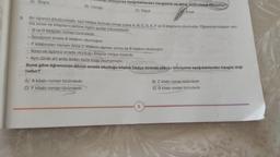 A) Büşra
.
.
B) Cengiz
3. Bir öğrenci dördü roman, üçü hikâye türünde olmak üzere A, B, C, D, E, F ve G kitaplarını okumuştur. Öğrencinin kitapları oku-
ma sırası ve kitapların türüne ilişkin şunlar bilinmektedir:
B ve D kitapları roman türündedir.
iyorsa aşağıdakilerden hangisinin ne aldığı kesin olarak bilinemez?
C) Davut
A) A kitabi roman türündedir.
C) F kitabı roman türündedir.
Emel
Dördüncü sırada E kitabını okumuştur.
F kitabından hemen önce C kitabını, hemen sonra da B kitabını okumuştur.
İkinci ve üçüncü sırada okuduğu kitaplar hikâye kitabıdır.
Aynı türde art arda ikiden fazla kitap okumamıştır.
Buna göre öğrencinin altıncı sırada okuduğu kitabın hikâye türünde olduğu biliniyorsa aşağıdakilerden hangisi doğ-
rudur?
B) C kitabı roman türündedir.
D) G kitabı roman türündedir.