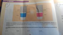 1. DENEME
7o.
3 cm-
3 cm
8 cm
A) 49
S
Som lande
B) 53
Şekildeki mavi bardakların her birinin uzunluğu 8, kırmızı bardakların her birinin uzunluğu 5 santimetredir. Bardaklar iç içe
geçirilerek kolilenecektir. İç içe geçirildiklerinde mavi bardakların arasında 3, kırmızı bardakların arasında 2 santimetre me-
safe oluşmaktadır.
2 cm
2 cm
Buna göre iki bardak türünü de kolilemek için kullanılacak tek tip kutunun zeminden yüksekliği kaç santimetre ola-
bilir?
C) 61
5 cm
D) 67
14
52
12. Tabanı dikd
Çekm
leşti
Bur
A
1