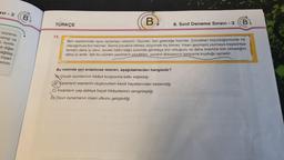 avi - 3
söylene-
sevgi ve
i, üyele-
e diğer
cağdaş
insan
erinin
B
B)
Ben eserlerimde oyun oynamayı severim. Oyunlar, bizi geleceğe hazırlar. Çocukken büyüdüğümüzde ne
olacağımıza bizi hazırlar. Sonra çocukluk bitmez, büyümek hiç bitmez. İnsan geçmişini yazmaya başladıkça
kendini daha iyi tanır, önceki hâlini kâğıt üzerinde gördükçe kim olduğunu ve daha önemlisi kim olmadığını
daha iyi anlar. İşte bu yüzden yazarların yazdıkları, yazarın dünyasının karşısına koyduğu aynadır.
TÜRKÇE
14.
Bu metinde asıl anlatılmak istenen, aşağıdakilerden hangisidir?
AÇocuk oyunlarının hikâye kurgusuna katkı sağladığı
B) Yazarların eserlerini oluştururken kendi hayatlarından beslendiği
C) İnsanların yaş aldıkça hayat hikâyelerinin zenginleştiği
D) Oyun oynamanın insan ufkunu geliştirdiği
8. Sınıf Deneme Sınavı - 3
B