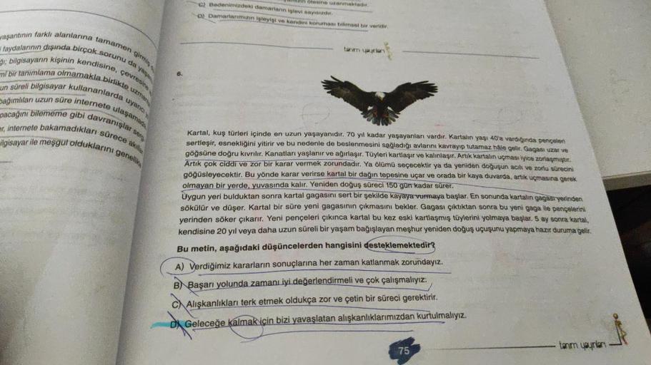 yaşantının farklı alanlarına tamamen girmiş
faydalarının dışında birçok sorunu da yaşan
g; bilgisayarın kişinin kendisine, çevresine
ni bir tanımlama olmamakla birlikte
un süreli bilgisayar kullananlarda uyarıcıy
ulaşamad
Bağımlıları uzun süre internete
pa