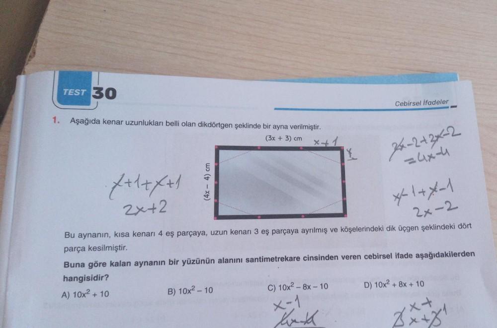 Päckchen 35 X 25 X 10 Cm TEST 30 1. Aşağıda kenar uzunlukları belli olan dikdörtgen şeklinde bir