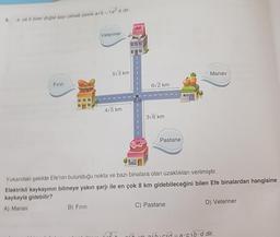 5. a ve b birer doğal sayı olmak üzere avb - Va² b dir.
Fırın
Veteriner
B) Fırın
5√3 km
4√5 km
Efe
6√2 km
3√6 km
Pastane
Yukarıdaki şekilde Efe'nin bulunduğu nokta ve bazı binalara olan uzaklıkları verilmiştir.
Elektrikli kaykayının bitmeye yakın şarjı ile en çok 8 km gidebileceğini bilen Efe binalardan hangisine
kaykayla gidebilir?
A) Manav
Manav
C) Pastane
D) Veteriner
by abcd=a.cb.d dir.