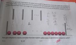 1
Aşağıda verilen görselde başlangıçta iki çubuk arasında 80'nin kendisinden farklı olan doğal sayı çarpanlarının
toplamı kadar bilye vardır. Daha sonra bu iki çubuk arasına, görseldeki gibi ardışık iki çubuk arasındaki bilye sa-
yısı 80'nin kendisinden farklı tüm doğal sayı çarpanlarından farklı birine eşit olacak şekilde çubuklar konuluyor.
IIH
b...
●00000
Buna göre bilyelerin arasına sonradan konulan toplam çubuk sayısı aşağıdakilerden hangisine eşittir?
A) 11
B) 10
C) 9
180
2 40
20
26
od thes
4
D) 8
40
324
atik
160000
206