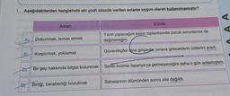 1. Aşağıdakilerden hangisinde altı çizili sözcük verilen anlama uygun olarak kullanılmamıştır?
Anlam
AL Dokunmak, temas etmek
B) Araştırmak, yoklamak
Let
Bir şey hakkında bilgisi bulunmak
DY Birliği, beraberliği bozulmak
Cümle
Yarın yapacağım basın toplantısında çocuk sorunlarına da
değineceğim.
Güvenlikçiler bina girişinde, sınava gireceklerin üstlerini aradı,
A A
Senin bizimle İspanya'ya gelmeyeceğini daha o gün anlamıştım.
Babalarının ölümünden sonra aile dağıldı.