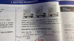 = 50 N
1. KUVVET VE HAREKET
Yatay
e, K ve L cisimleri
ekildeki gibi çekilir-
ki gerilme kuvveti-
T için ne söylene-
8.
TSDAS
20
Fey=
om
B₁:
a
30 -
O B ₂¹
201
D) B₂=B3<B₁
2a
OB3¹
Kütleleri m, m ve 2m olan cisimler 2l, l ve l uzunluğundak
iplerle farklı üç aracın tavanına asılıyor. Araçlar a, 2a ve 2
ivmeleriyle hızlandığında, cisimlerin asılı olduğu iplerin düşeyl
yaptığı açılar B₁, B2, B3 oluyor.
Buna göre B₁, B2, B3 arasındaki ilişki nedir?
A) B₁ B₂ = P3
B) B₁ = P₂<P3
=
2m
ensin
2a
1.
E) B3<B₂<B₁
A
C) B₁<B₂=P
ÖSYM
AYARINDA
F₂
30
Fo
Büyüklükleri fola
lem üzerine yerl
Buna göre, F₁
A) 1
B)
m.a=