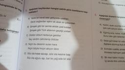 divan şi-
hangisinde bir bilgi
D) IV
E) V
daha belirgindir?
2. Aşağıdaki beyitlerden hangisi satirik şiirin özelliklerini taşı-
maktadır?
A) Yanık bir kaval sesi geliyordu uzaktan
Derdi dağlardan aşkın ak abalı bir çobandan
B) Şimşek gibi bir semte atıldık yedi koldan
Şimşek gibi Türk atlarının geçtiği yoldan
C) Doktor oldum tedaviye geldiler
İlaç verdim zehirlenip öldüler
D) Niçin bu derenin suları kara
Niçin böyle hırçın akıyor dere
E) Söz ola kese savaşı, söz ola kestire başı
Söz ola ağulu aşı, bal ile yağ ede bir söz
E) Konutların insan doğasına u
5. Aşağıdaki dizelerin hangising
rilmemiştir?
A) Kedim, ayak ucumda büz
İplik iplik sanıyor sükütu b
B) Eğilmiş arza, kanar, mutt
Durur alev gibi dallarda k
C) Gece gül kokan bir oda
Eşiklere oturmuş Ay'a d
D) Evimden uzakta, anner
Kimsesiz kalmışım yad
E) Bir mavi balon mudur
İçi sevda dolu yolculu