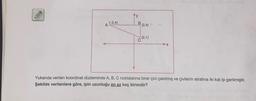 A
(-2,4)
ty
B (2,4)
C(2,1)
Yukarıda verilen koordinat düzleminde A, B, C noktalarına birer çivi çakılmış ve çivilerin etrafına iki kat ip gerilmiştir.
Şekilde verilenlere göre, ipin uzunluğu en az kaç birimdir?