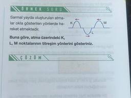 ÖRNEK SORU
ubilinemo est of des
Sarmal yayda oluşturulan atma-
lar okla gösterilen yönlerde ha- K
reket etmektedir.
Buna göre, atma üzerindeki K,
L, M noktalarının titreşim yönlerini gösteriniz.
Vay
Tevvux
ÇÖZÜM
"¯¯"
mhid nysy insy
M
absnba
abrblim ex nunuğulnusu
ninernis enibise minsinda pisiri minemus 18