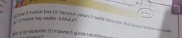 eve-
in-
ak
1) Özdeş 8 musluk boş bir havuzun yarısını 3 saatte dolduruyor. Boş havuzun tamamını aynı özellik-
teki 12 musluk kaç saatte doldurur?
2) Bir işi eş kapasiteli 20 makine 8 günde bitirebilmekt